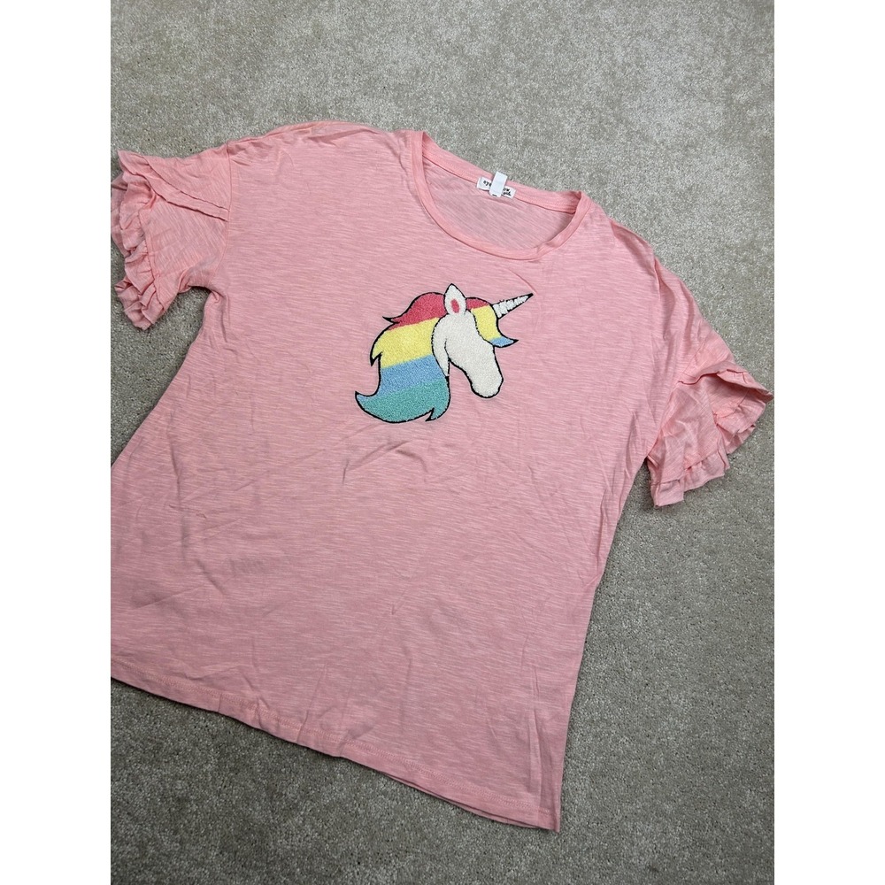 Eyeshadow Girls Shirt Girls 18 Plus Pink Unicorn Ruffle Sleeve Graphic Tee